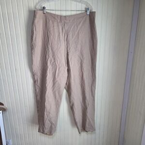 Merona Dress Pants Womens 20W Beige Linen Lined Tapered Spring Summer Casual